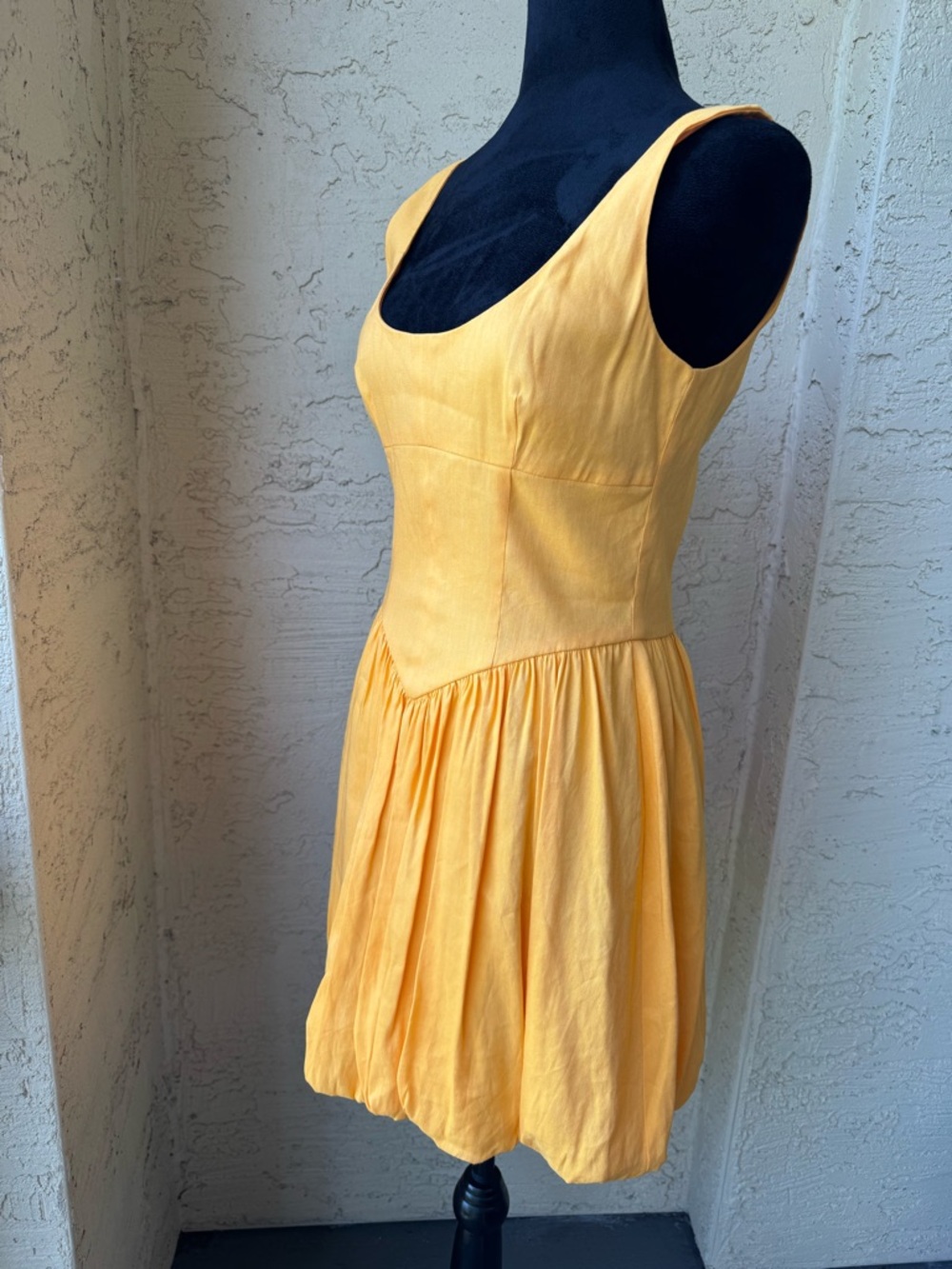 Gianni Bini Sedona Linen Mini Dress 6 Apricot Drop Waist Bubble Hem - Picture 6 of 13